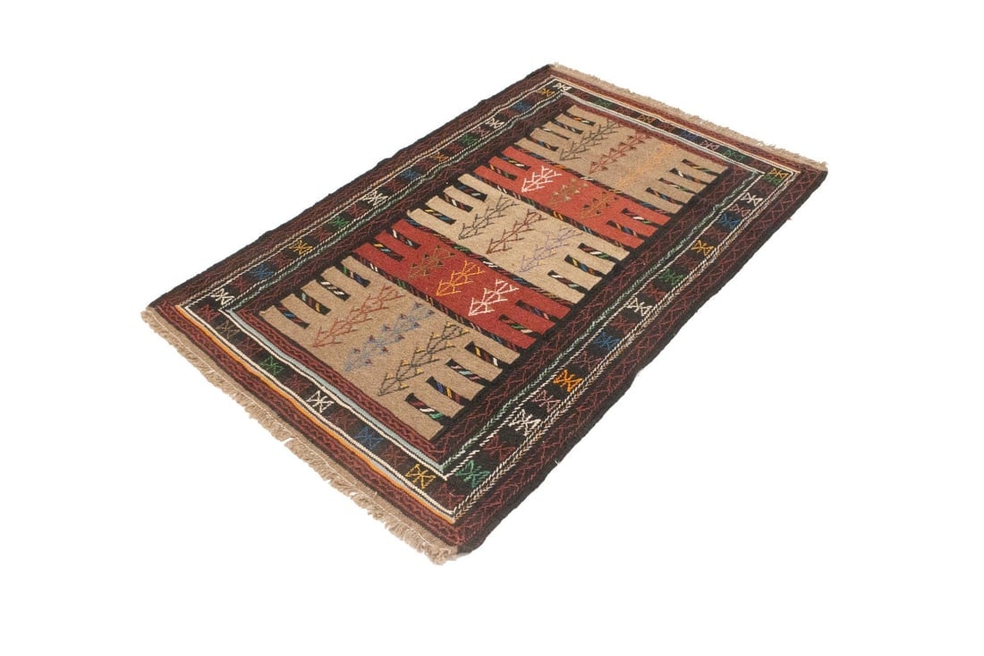Khaki Tribal 4X6 Sumak Herati Persian Rug - 4