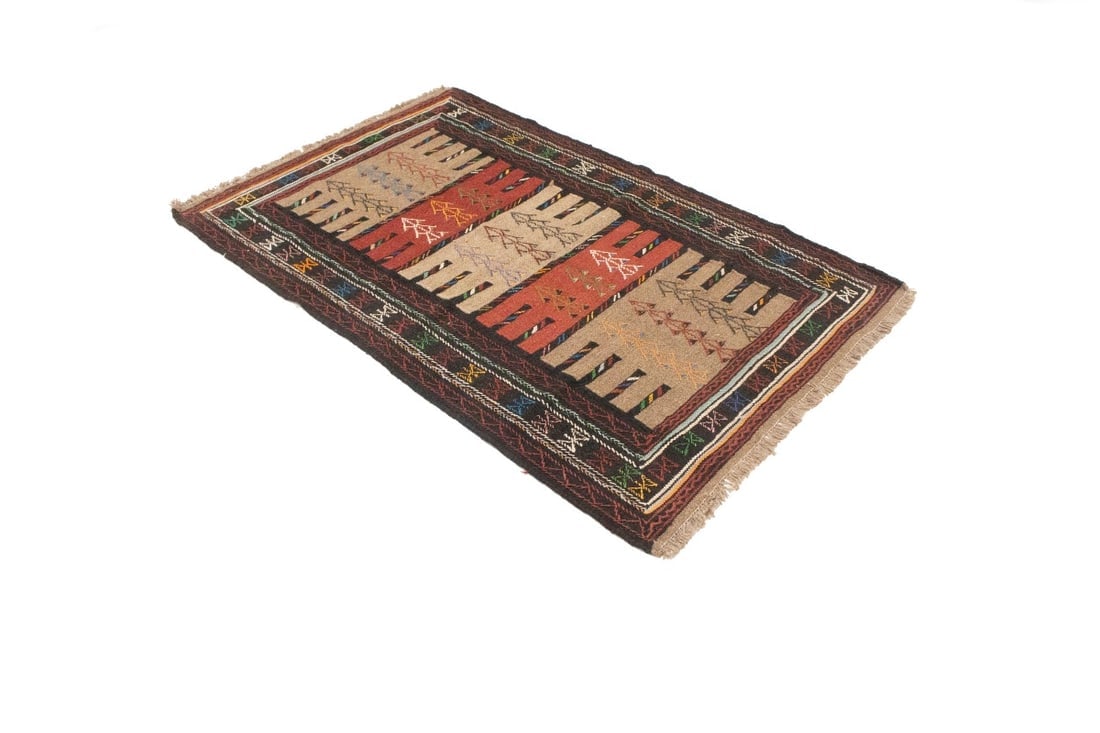 Khaki Tribal 4X6 Sumak Herati Persian Rug - 6