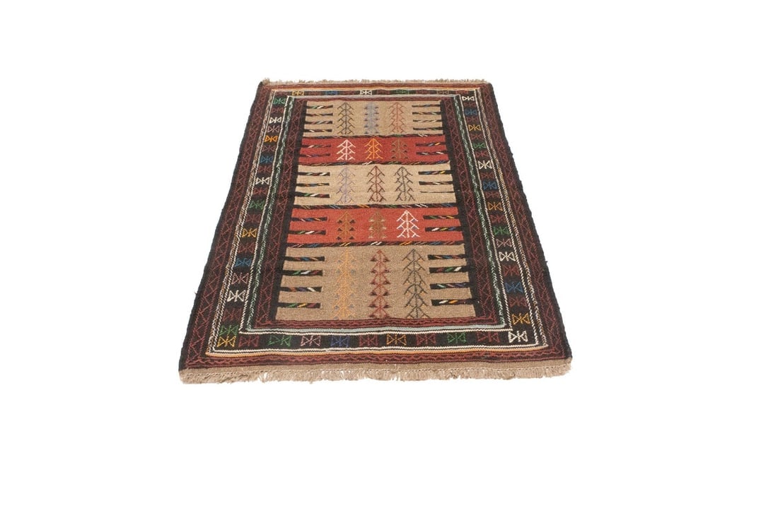 Khaki Tribal 4X6 Sumak Herati Persian Rug - 7