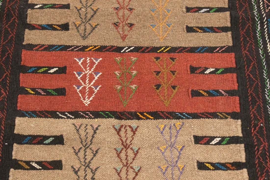 Khaki Tribal 4X6 Sumak Herati Persian Rug - 8