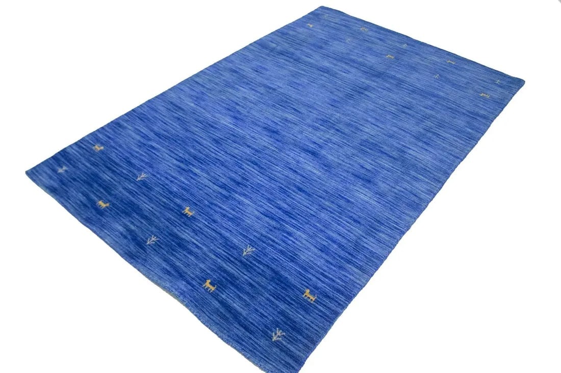 Solid Blue 4X6 Oriental Modern Rug - 4
