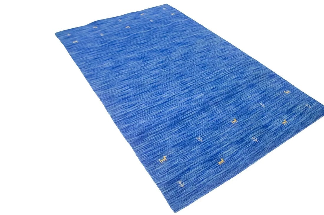 Solid Blue 4X6 Oriental Modern Rug - 5