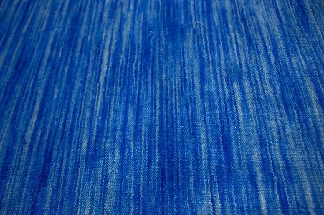 Solid Blue 4X6 Oriental Modern Rug - 7