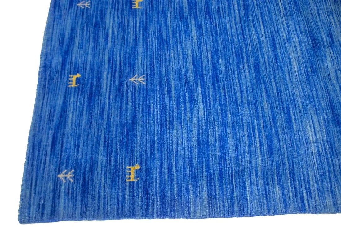 Solid Blue 4X6 Oriental Modern Rug - 8