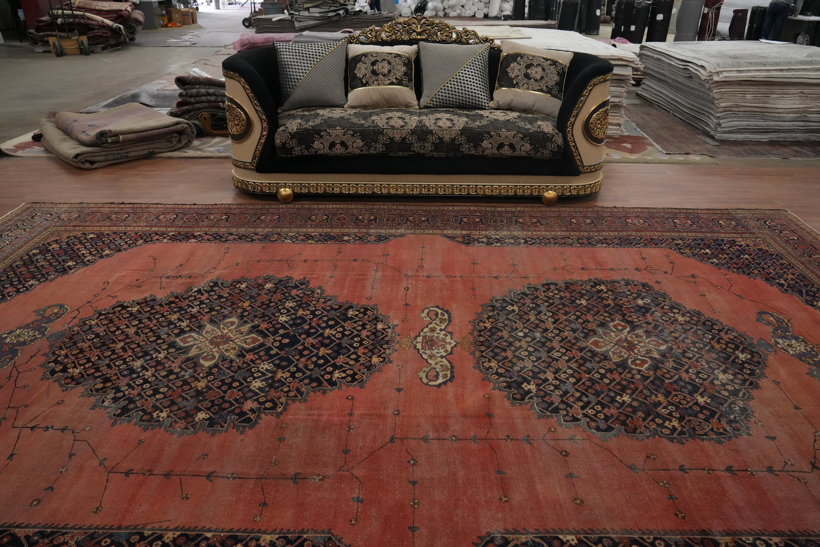 Pre-1900 Vegetable Dye Sarouk Farahan Persian Large Rug 10x16 - 3