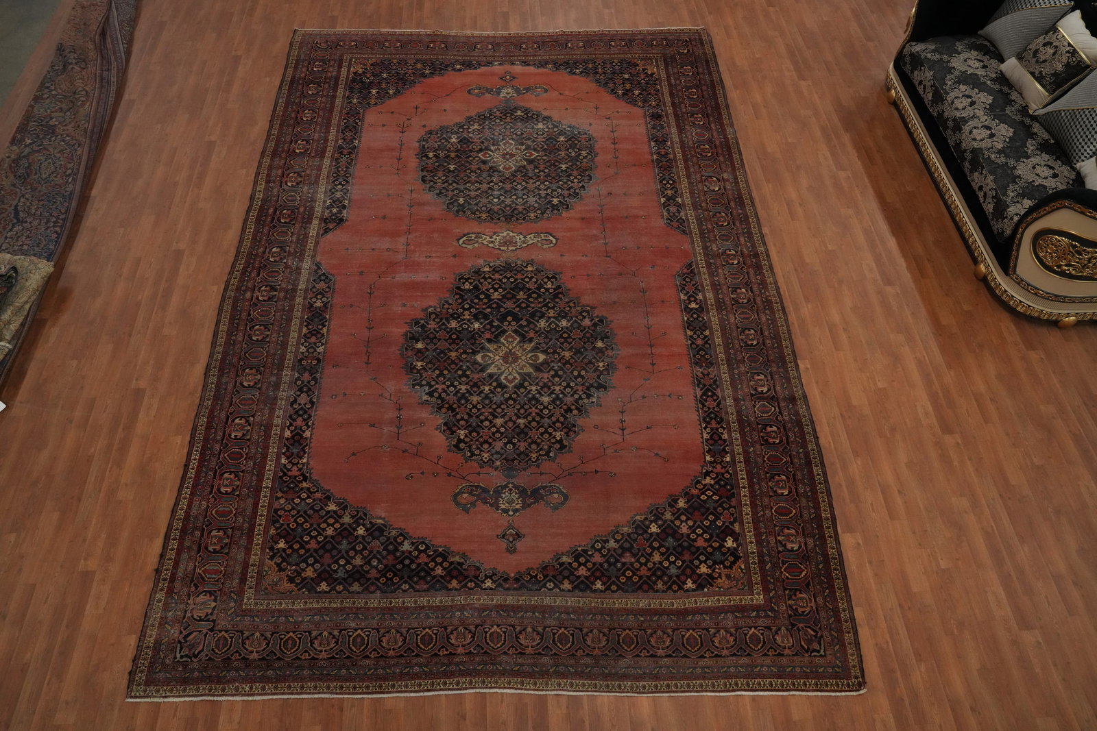 Pre-1900 Vegetable Dye Sarouk Farahan Persian Large Rug 10x16 - 4