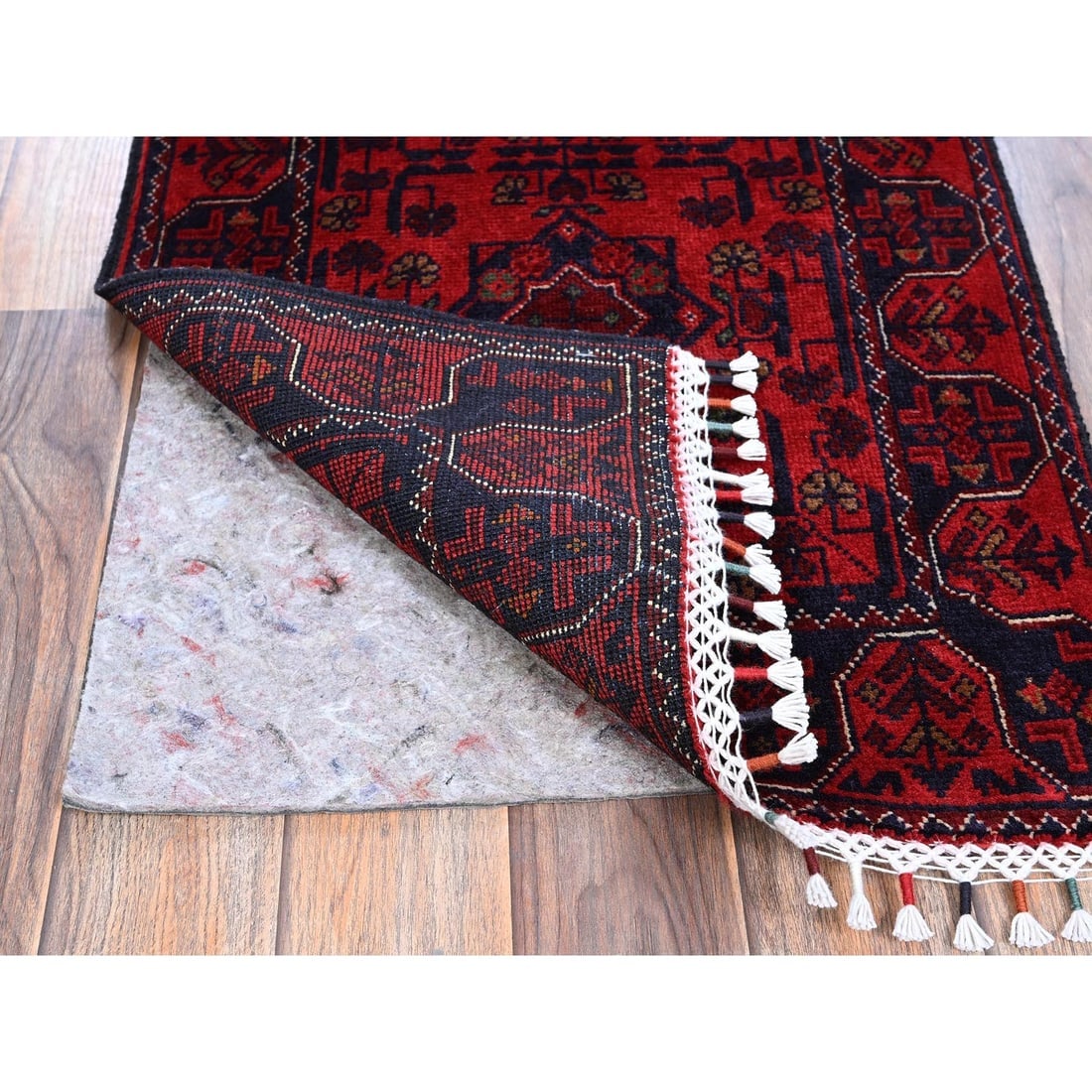 Red Afghan Khamyab Tribal Design Soft Wool Hand Knotted Runner Rug - 3
