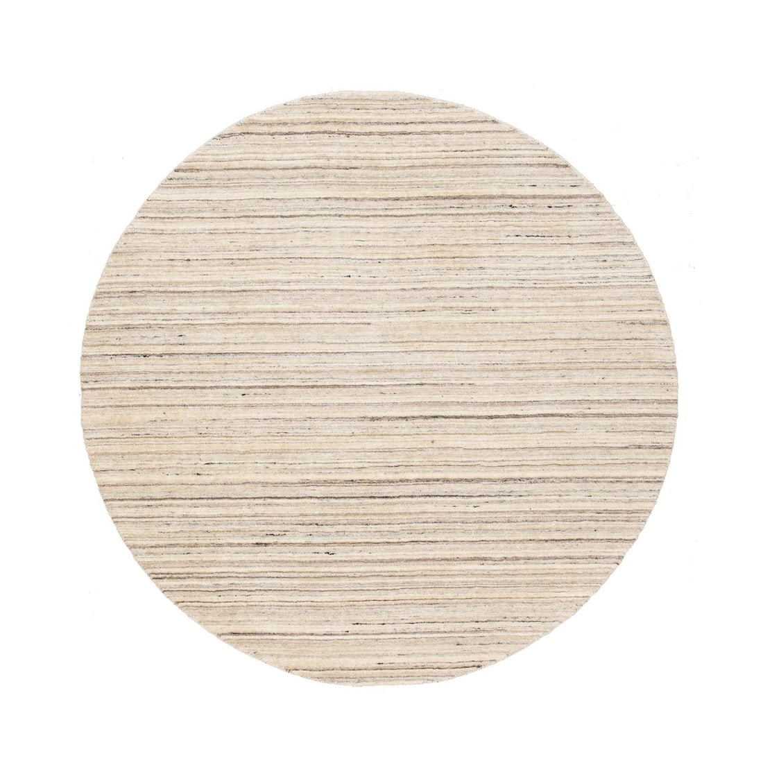Beige Hand Loomed Organic Wool Modern Round Oriental Rug - 9