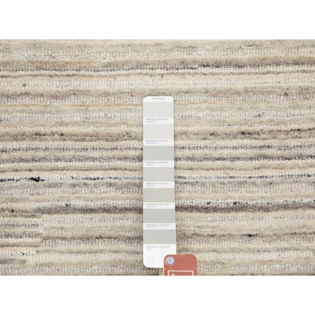 Beige Hand Loomed Organic Wool Modern Round Oriental Rug - 4