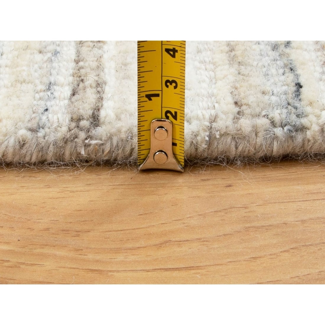 Beige Hand Loomed Organic Wool Modern Round Oriental Rug - 7