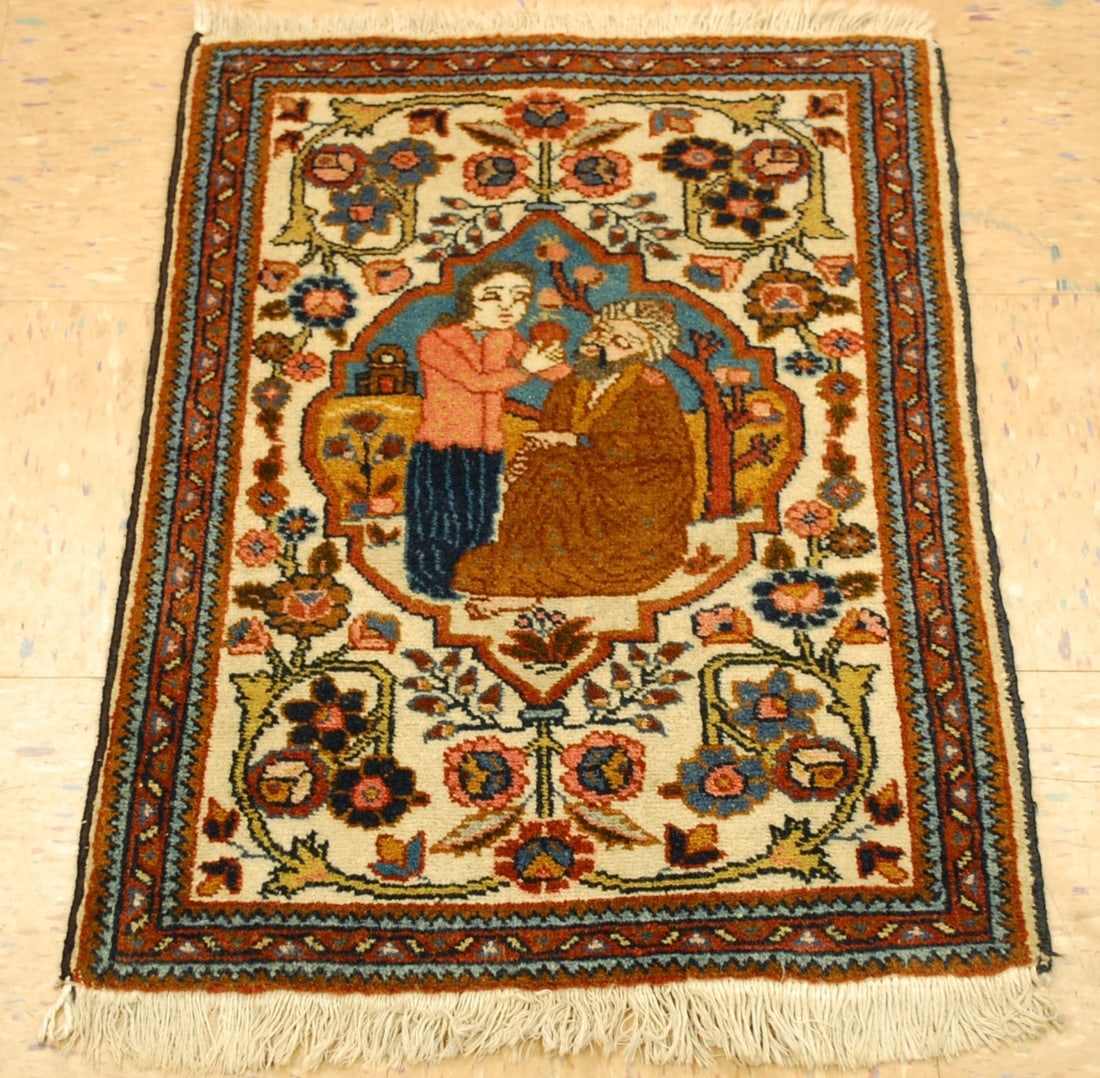 Persian Tabriz Rug 1'10"x2'6" - 8