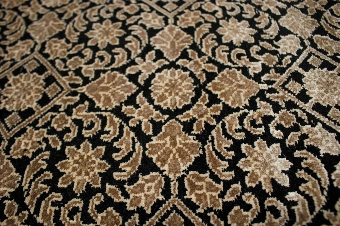 Black Floral Extra Fine 4X6 Herati Oriental Rug - 7