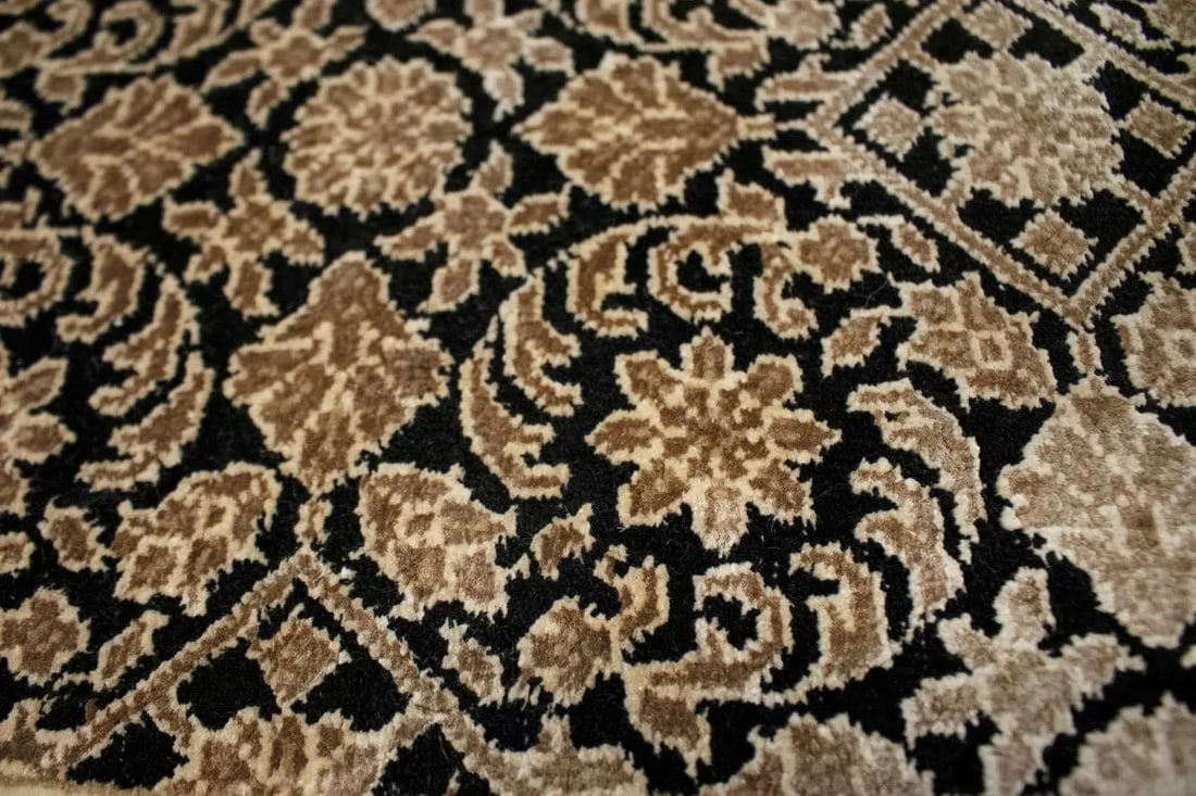 Black Floral Extra Fine 4X6 Herati Oriental Rug - 8