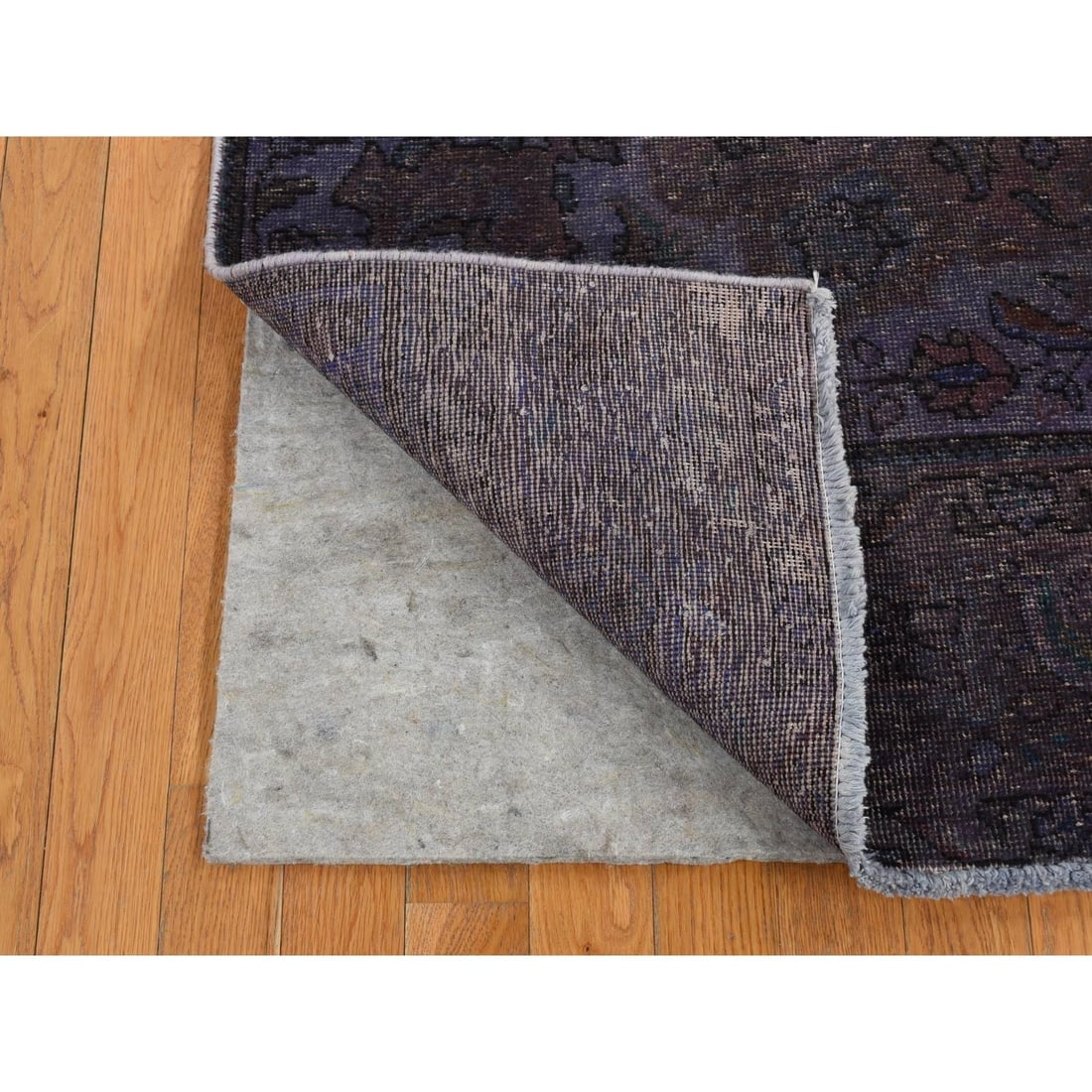 Purple Hand Knotted Overdyed Tabriz Pure Wool Oriental Rug - 2