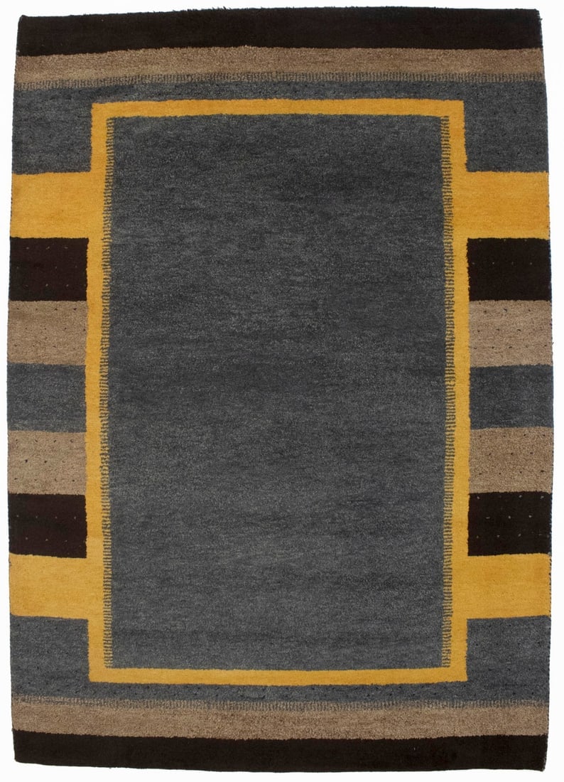 Multicolored Tribal 6X8 Indo-Gabbeh Oriental Rug: Title:Multicolored Tribal 6X8 Indo-Gabbeh Oriental Rug Description :Hand Knotted 6X8 gray oriental rug made with natural dyes (fine wool pile and cotton foundation), superior knot count, and appealing