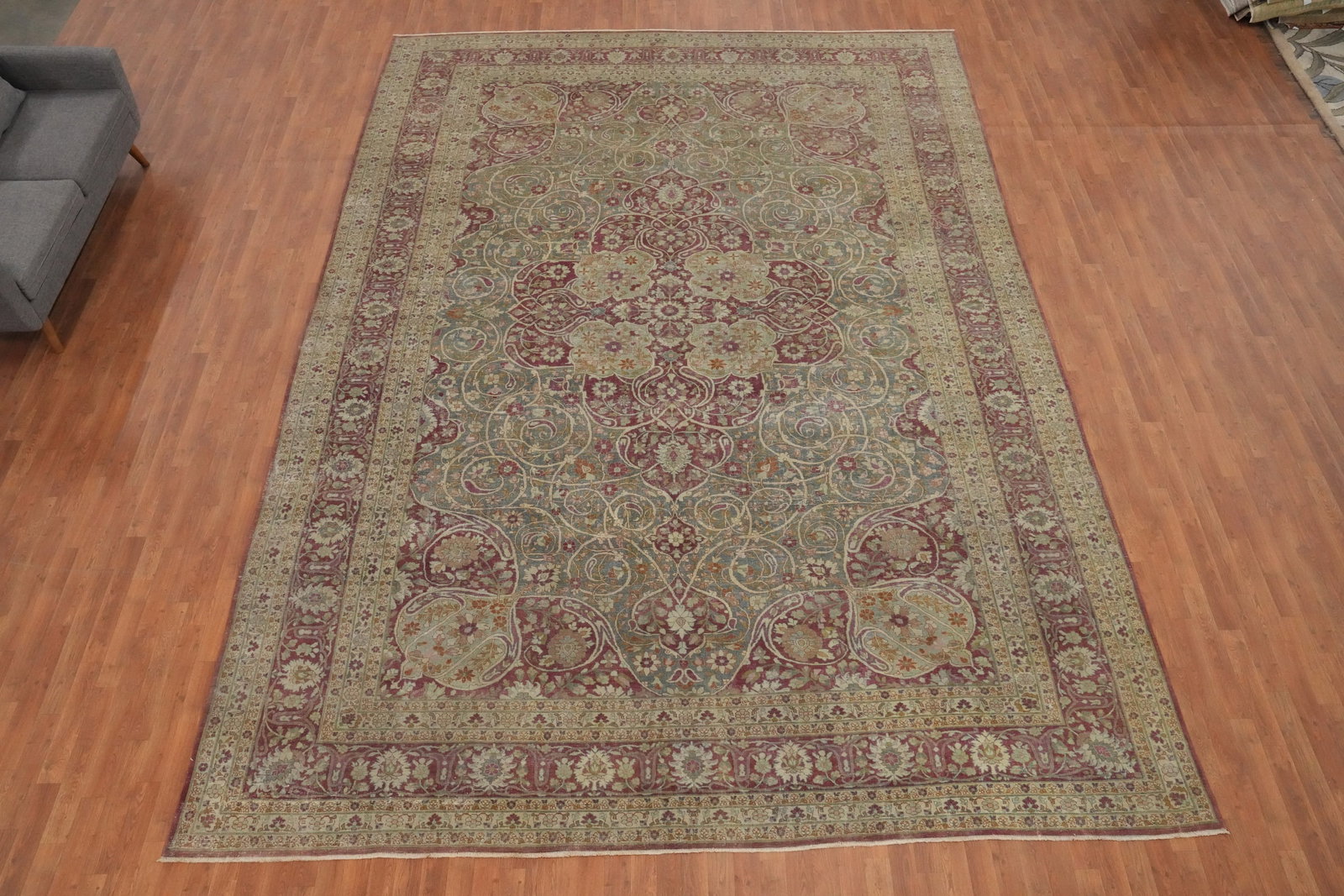 Pre-1900 Vegetable Dye Tabriz Haj Jalili Persian Large Rug 11x16 - 4