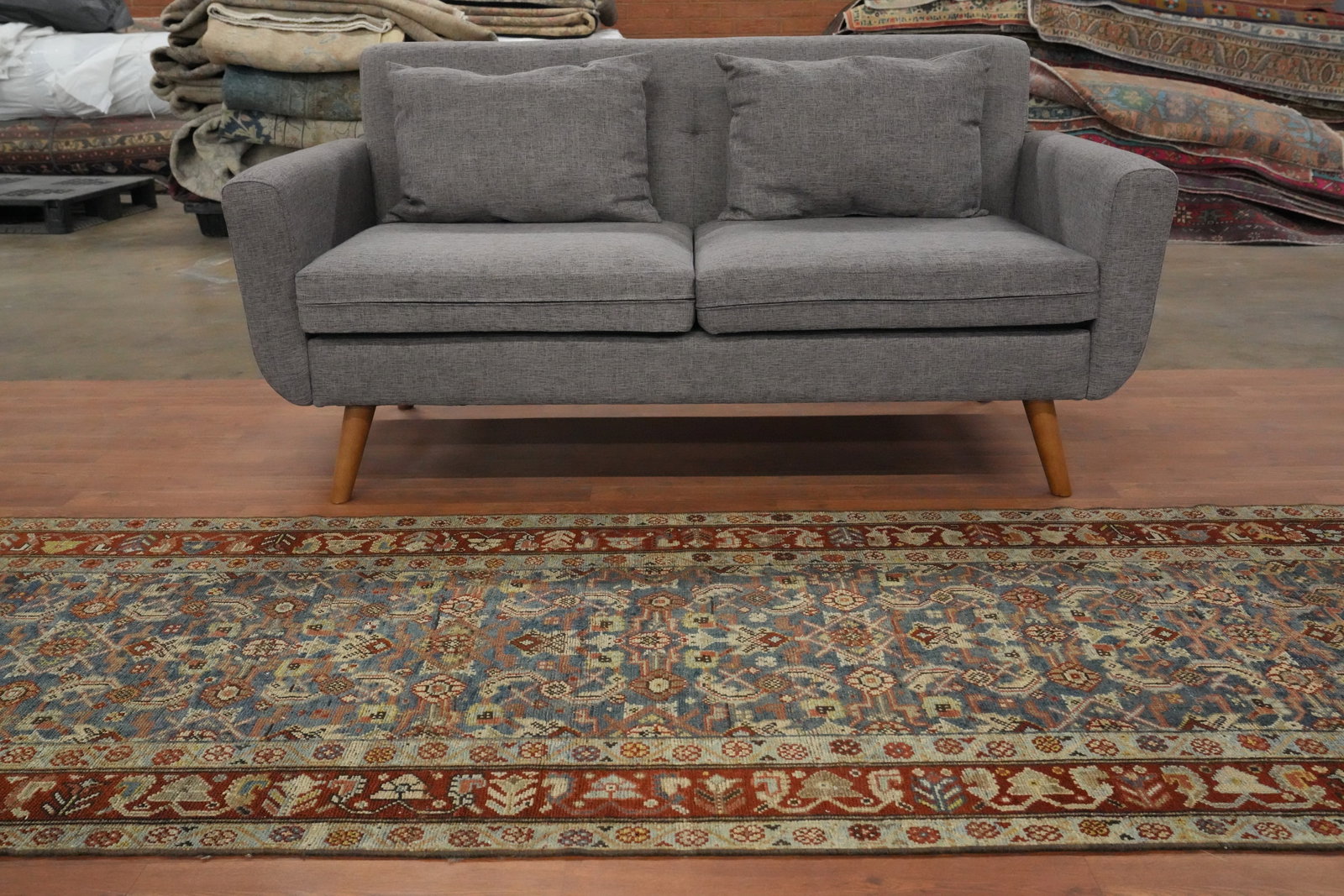 Pre-1900 Vegetable Dye Heriz Bakhshayesh Persian Runner Rug 3x15 - 3