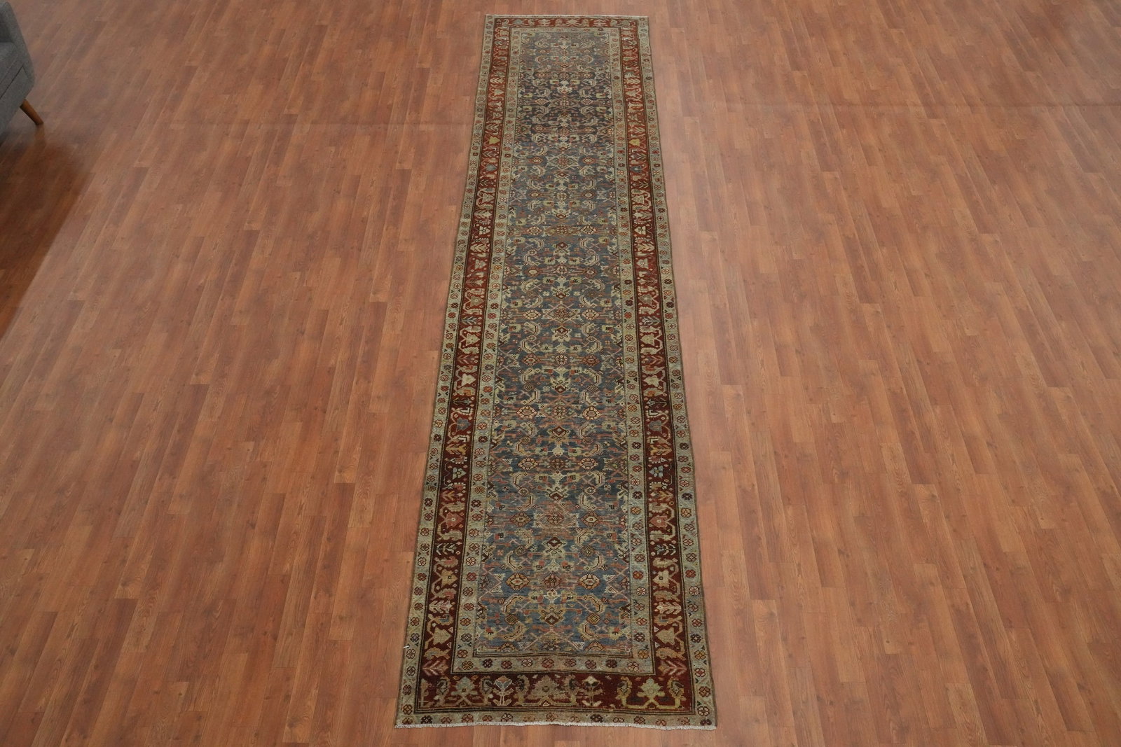 Pre-1900 Vegetable Dye Heriz Bakhshayesh Persian Runner Rug 3x15 - 4
