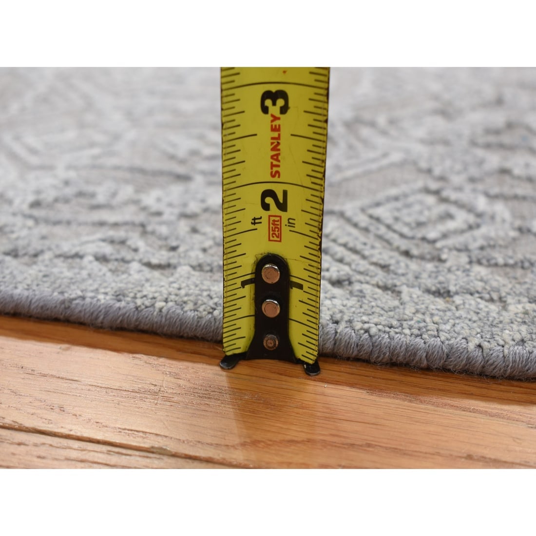Gray Silk with Textured Wool Sample Strike Off Hand Knotted Rug - 4