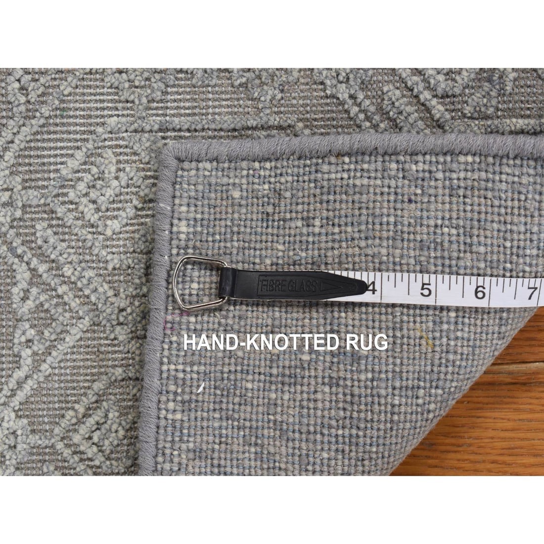 Gray Silk with Textured Wool Sample Strike Off Hand Knotted Rug - 5
