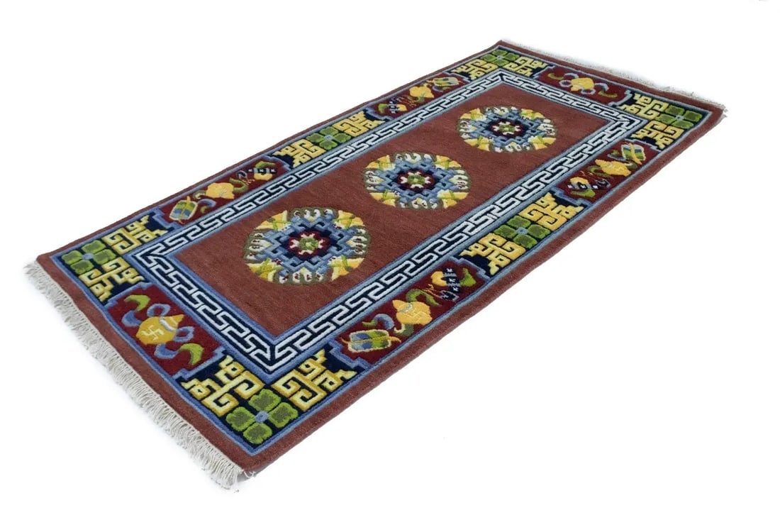 Maroon Red Floral 3X6 Chinese Style Oriental Rug - 3