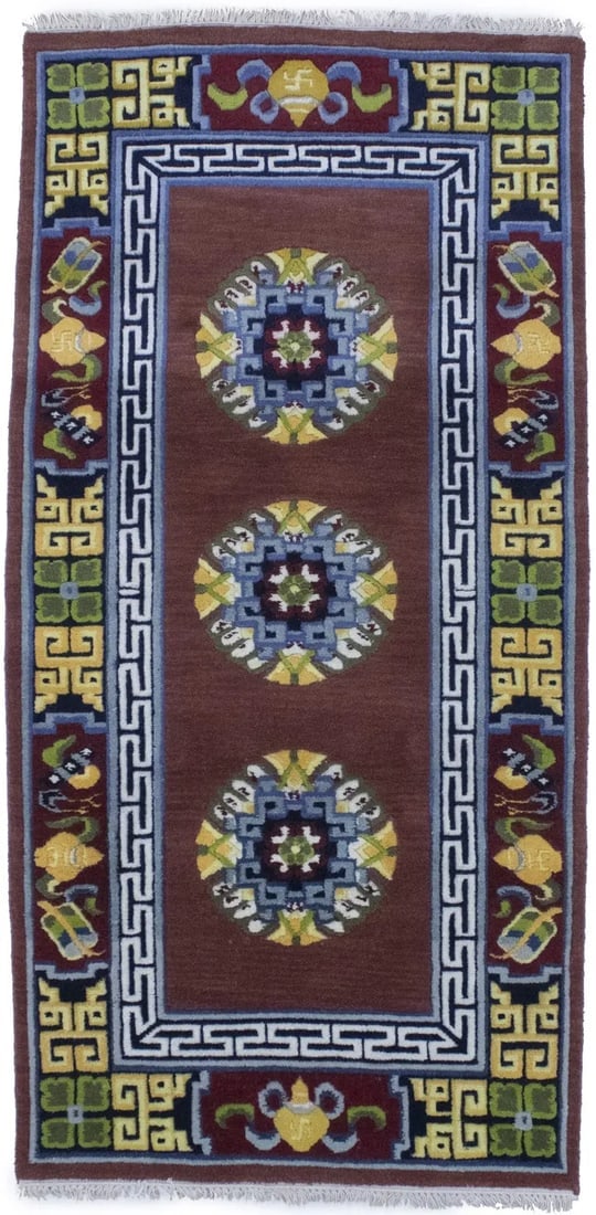 Maroon Red Floral 3X6 Chinese Style Oriental Rug - 4