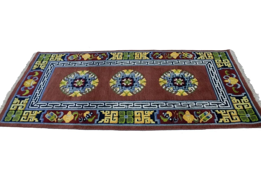Maroon Red Floral 3X6 Chinese Style Oriental Rug - 8