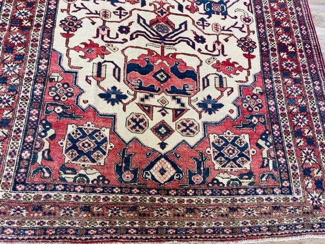 Antique Persian Ivory field Caucasian Design Rug-5089 - 2