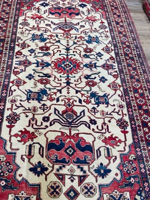 Antique Persian Ivory field Caucasian Design Rug-5089 - 3
