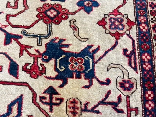Antique Persian Ivory field Caucasian Design Rug-5089 - 9