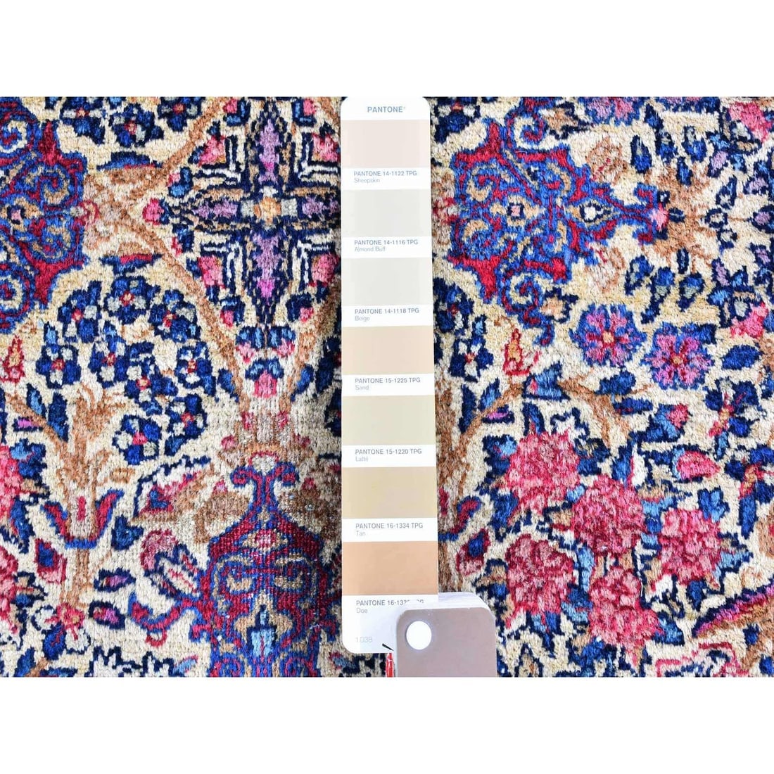 Ivory Antique Kerman Runner Good Cond Multicolor Flower Design Rug - 4