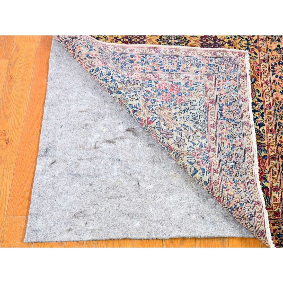 Ivory Antique Kerman Runner Good Cond Multicolor Flower Design Rug - 5