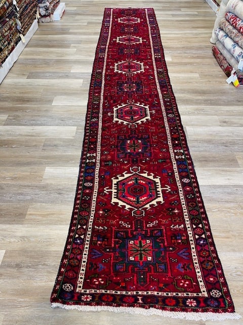 Vintage Persian Karajeh runner-5162: Title:Vintage Persian Karajeh runner-5162 Description:Vintage Persian Karajeh Runner from northwest Persia, size 2 ft. 8 inches by 15 ft. 3 inches, circa 1960, excellent condition with a good pile thr