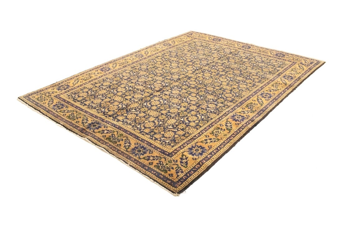 Semi Antique Purple Geometric 7'4X10'5 Ardabil Persian Rug - 4