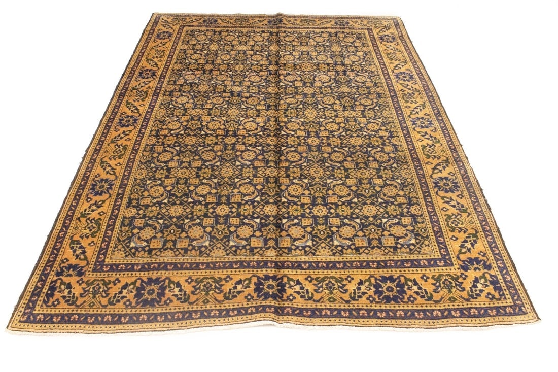 Semi Antique Purple Geometric 7'4X10'5 Ardabil Persian Rug - 7