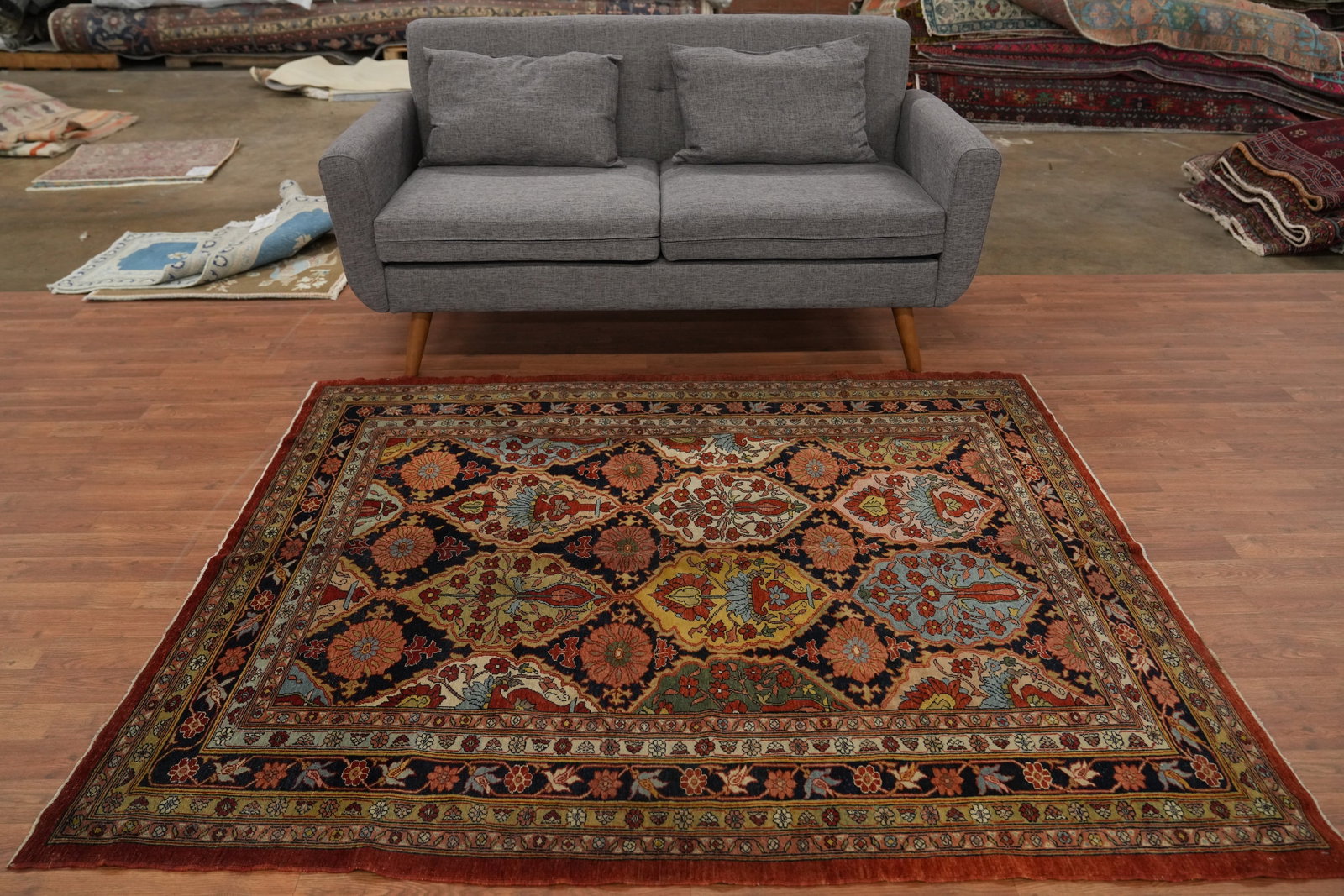 Vegetable Dye Antique Sultanabad Persian Rug 5x6 - 3