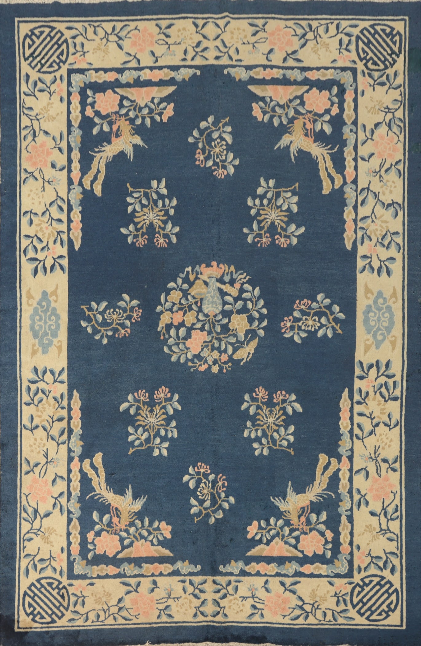 Antique Vegetable Dye Art Deco Chinese Area Rug 6x9: Title: Antique Vegetable Dye Art Deco Chinese Area Rug 6x9 Description:A Beautiful Genuine China Art Deco rug is Hand Knotted by skillful weavers in China with
