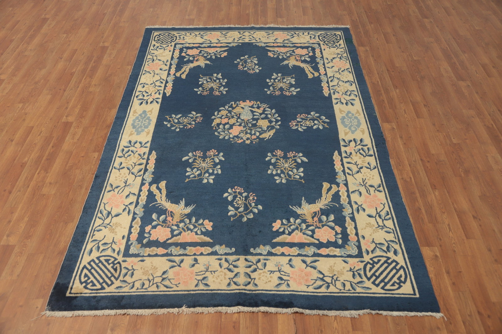 Antique Vegetable Dye Art Deco Chinese Area Rug 6x9 - 2
