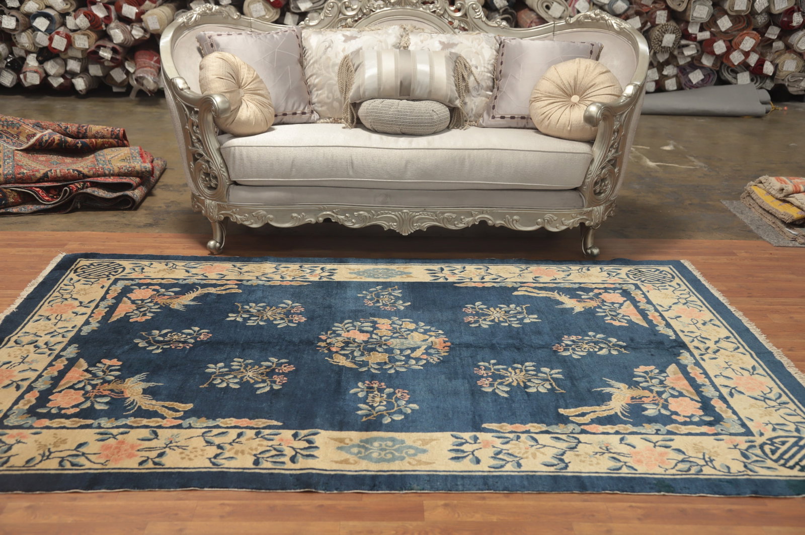 Antique Vegetable Dye Art Deco Chinese Area Rug 6x9 - 3
