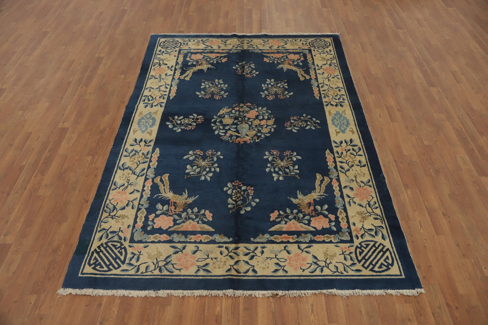 Antique Vegetable Dye Art Deco Chinese Area Rug 6x9 - 4