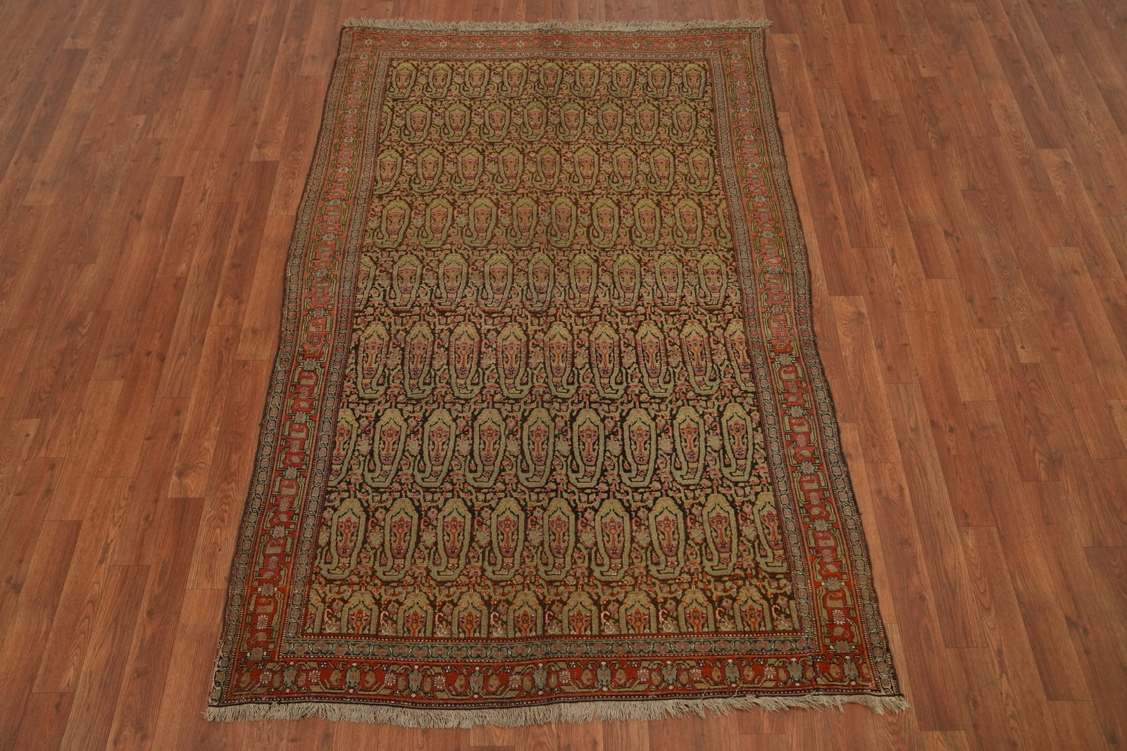 Pre-1900 Antique Vegetable Dye Wool Senneh Persian Rug 4x6 - 2