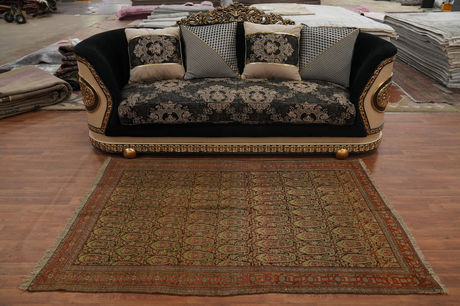 Pre-1900 Antique Vegetable Dye Wool Senneh Persian Rug 4x6 - 3