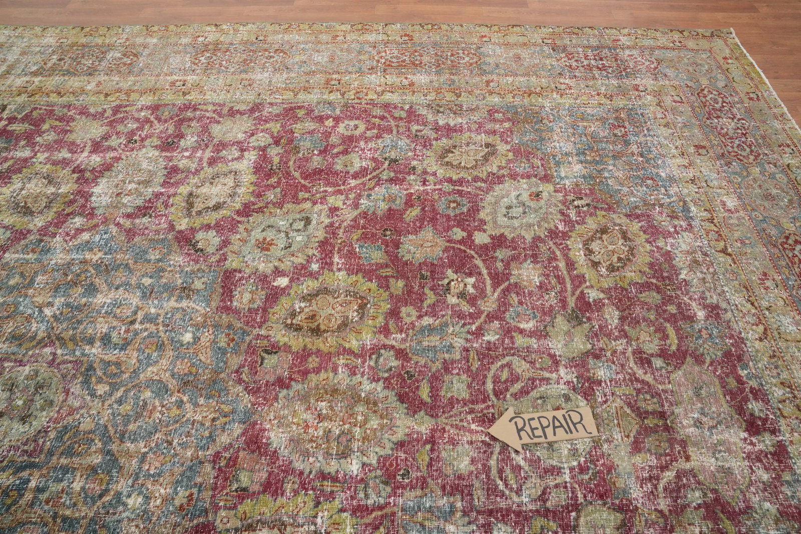 Antique Vegetable Dye Tabriz Persian Large Rug 11x14 - 14