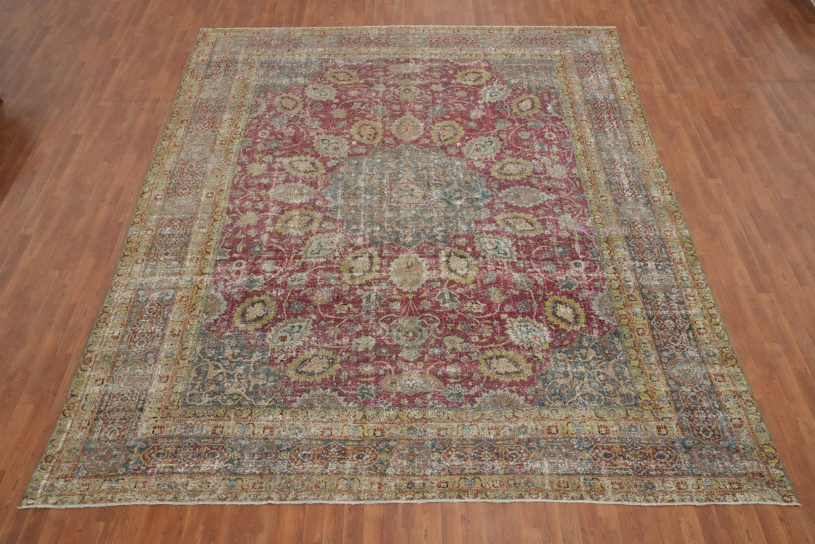 Antique Vegetable Dye Tabriz Persian Large Rug 11x14 - 2