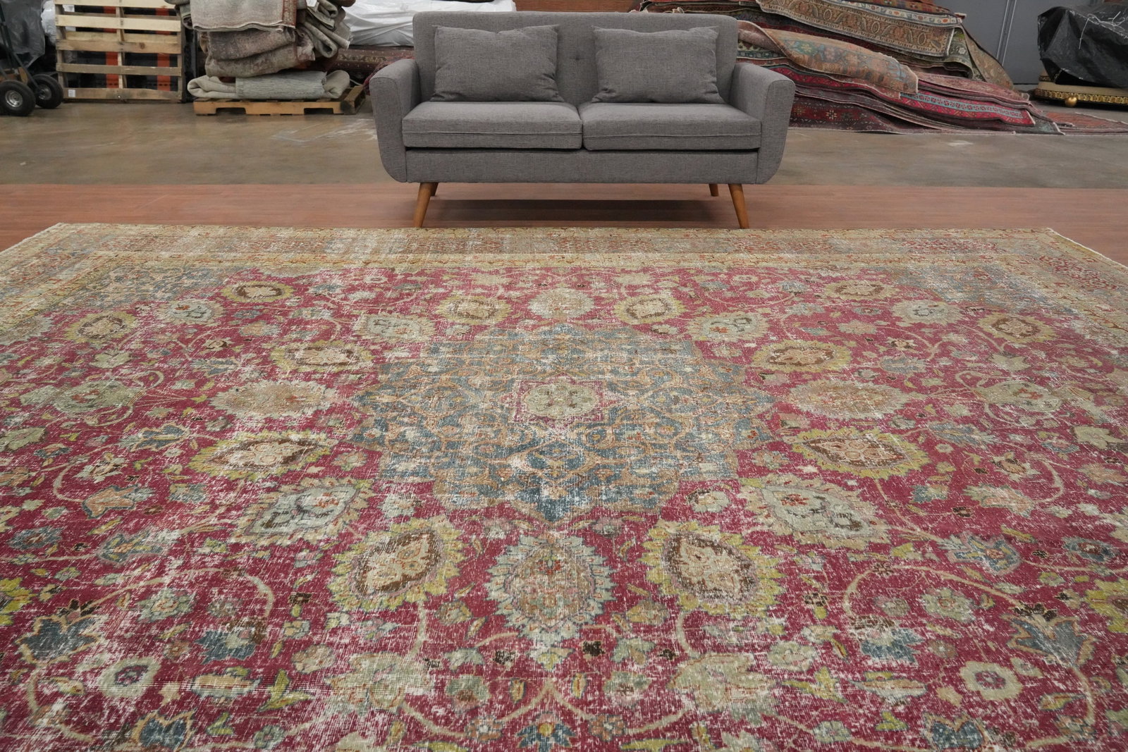 Antique Vegetable Dye Tabriz Persian Large Rug 11x14 - 3