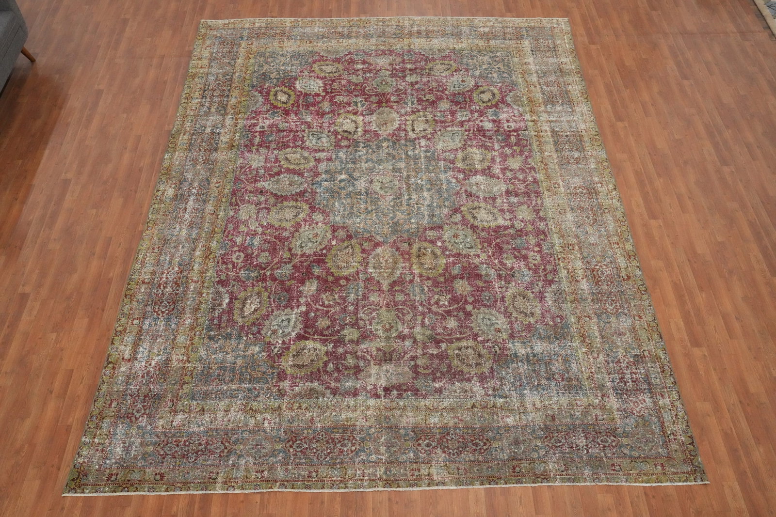 Antique Vegetable Dye Tabriz Persian Large Rug 11x14 - 4