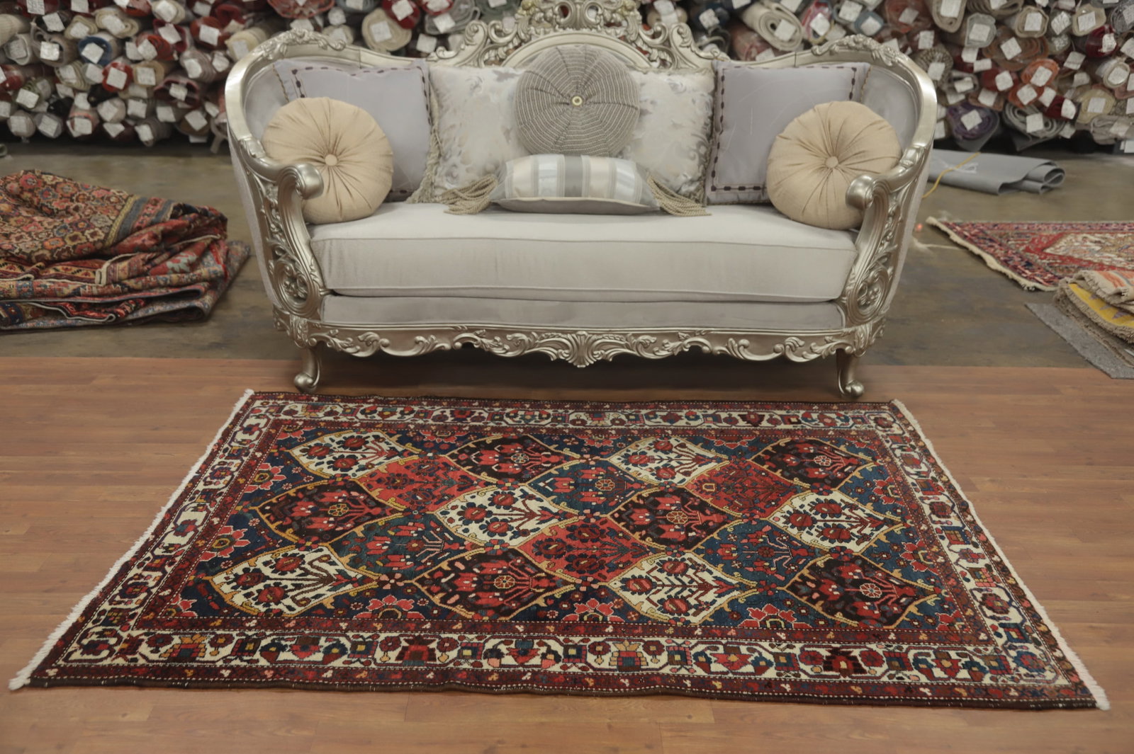 Antique Vegetable Dye Bakhtiari Persian Rug 5x6 - 3