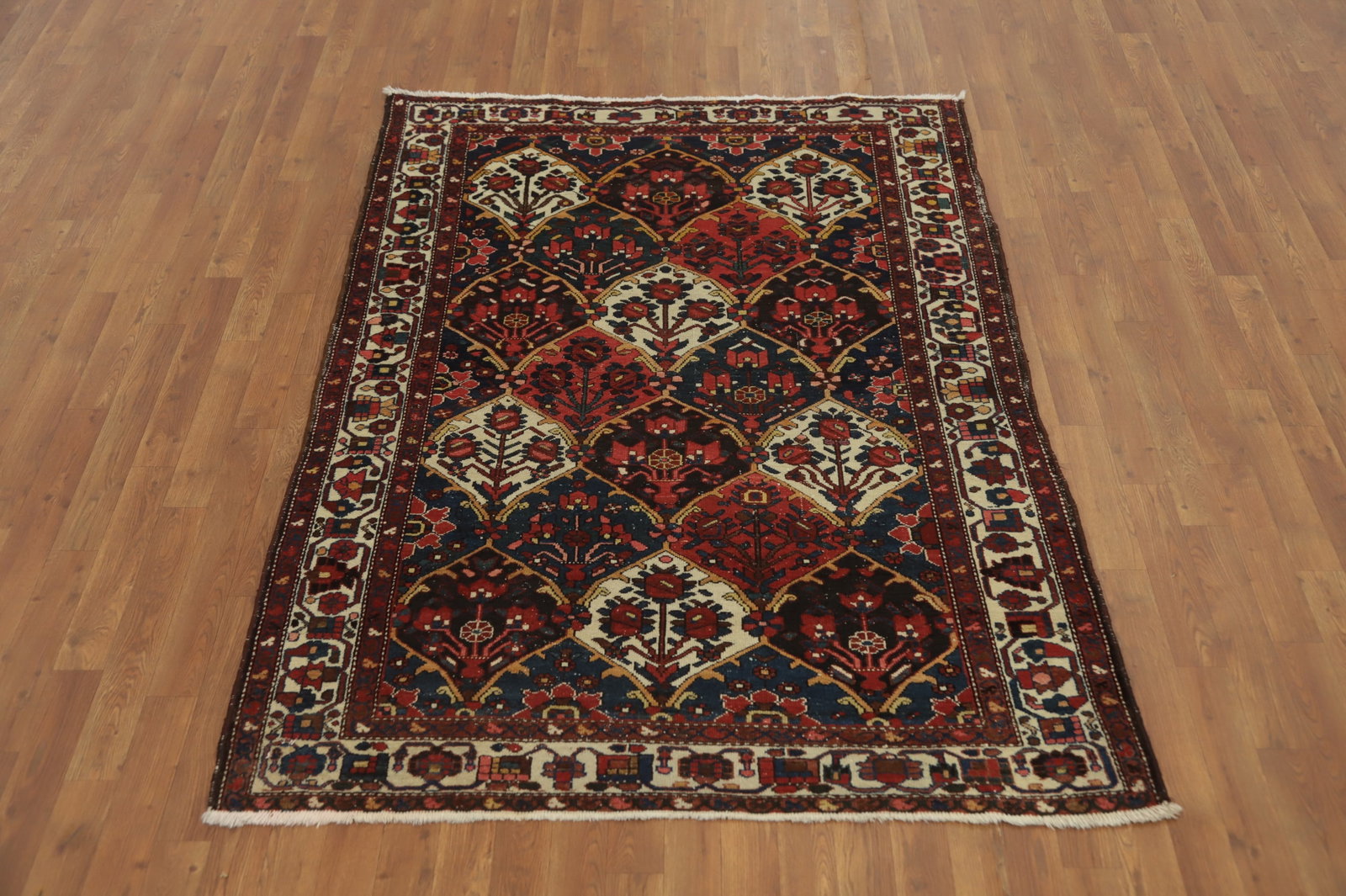 Antique Vegetable Dye Bakhtiari Persian Rug 5x6 - 4