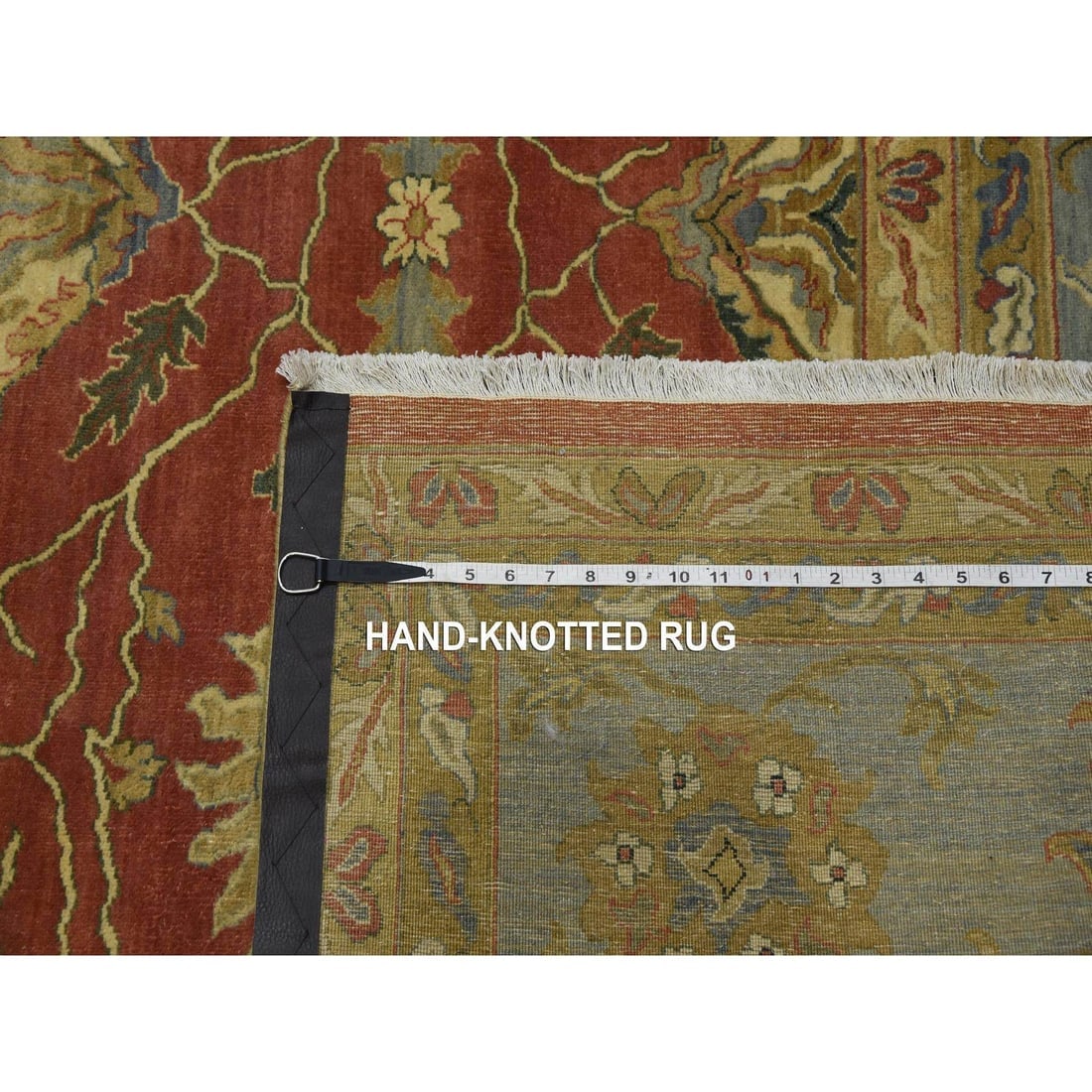Red, Antiqued Persian, 250 KPSI, 100% Wool Hand Knotted Oversized Rug - 11