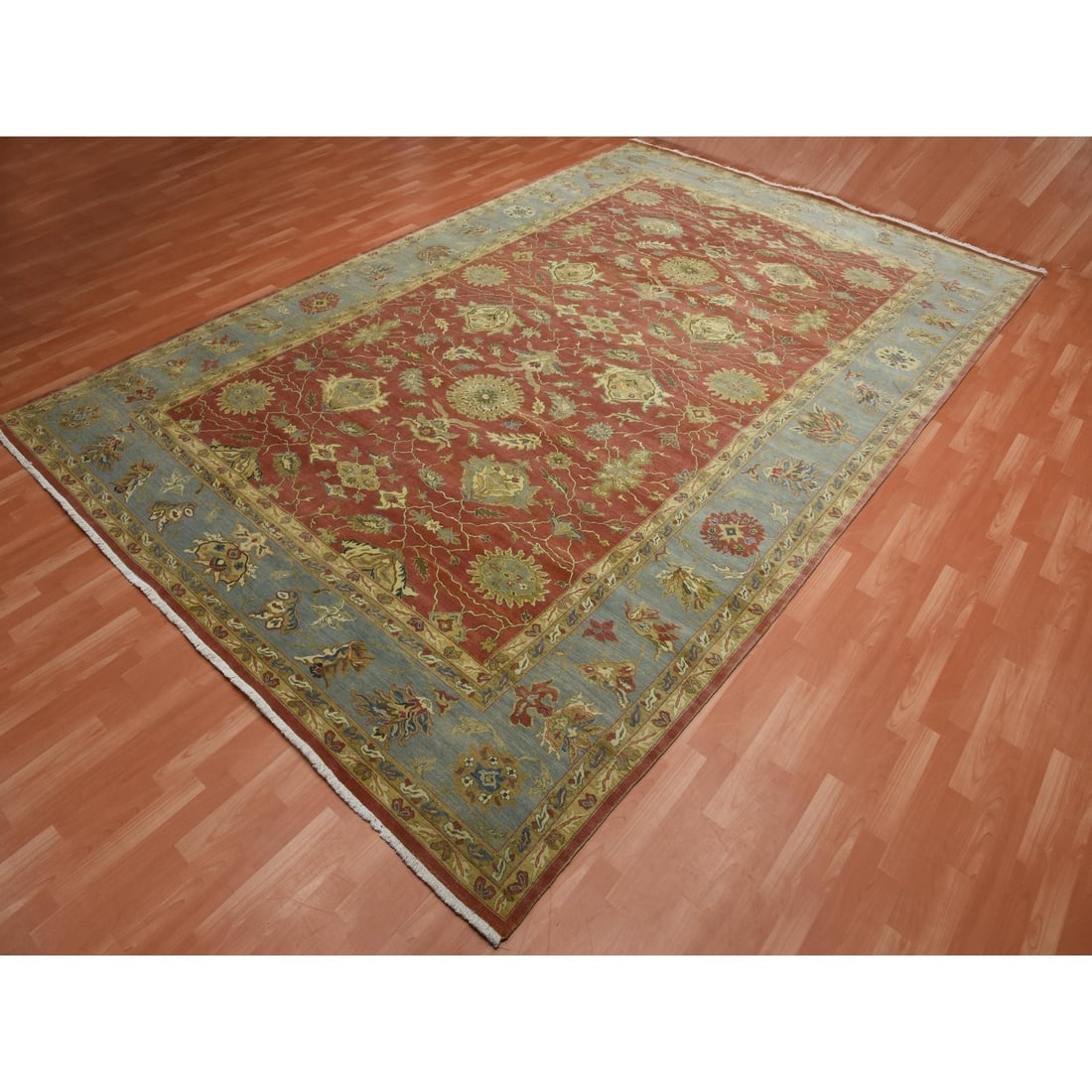 Red, Antiqued Persian, 250 KPSI, 100% Wool Hand Knotted Oversized Rug - 3